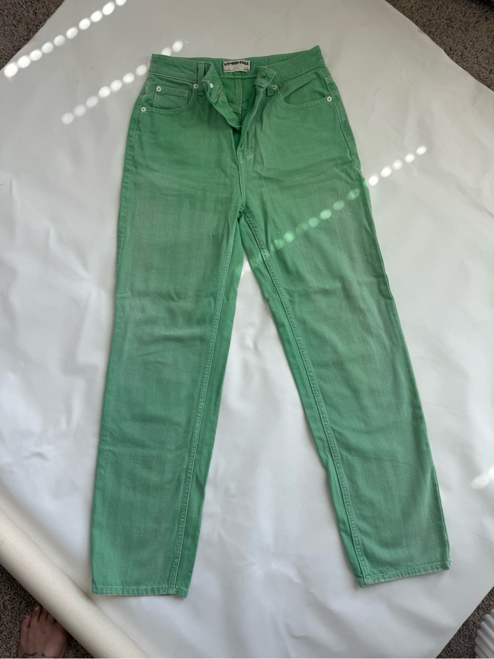 We The Free Seafoam Green High-Rise Straight Jeans
